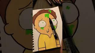 Drawing Morty with Posca Markers! Rick and Morty Slime effect!(#shorts)