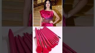 jannat zubair beautiful matching dress with same color makeup brushes 