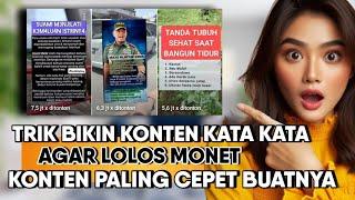 1000% LOLOS MONET‼️Trik Sakti Bikin Konten Kata-Kata Reupload Di Youtube Shorts