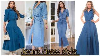 Types of denim dress /Denim dress outfit ideas/Denim dress for girls/with jeket