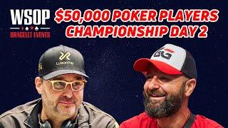 $50,000 Poker Players Championship | Day 2 with Phil Hellmuth & Daniel Negreanu