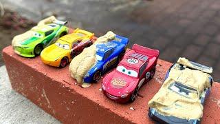 13 Disney Cars Tomica and jumping into the mud pool!