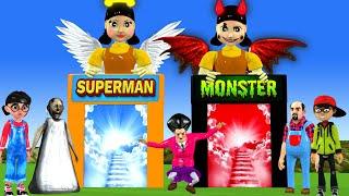 Scary Teacher 3D vs Squid Game Miss T Becomes Superhero or Monster Save World 5 Times Challenge