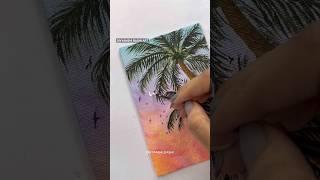 Subscribe if you like this video Sunset Landscape Acrylic Painting on Canvas Drawing #art