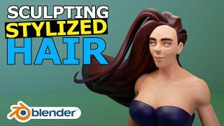 Blender 2.9 Tutorial - How to Sculpt Stylized Hair!