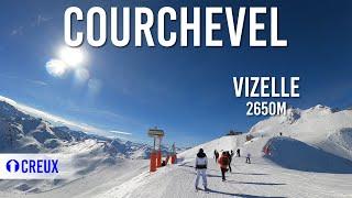 Skiing 2.8km blue piste 'Creux' in Courchevel, Les 3 Vallées (4K UHD)