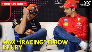 Max Verstappen Showing Off his elbow injury to Charles Leclerc and it's because of iRacing