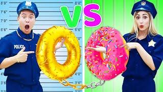 IF RICH VS POOR POLICE OFFICER WERE IN JAIL | 6 FUNNY SITUATIONS OF BROKE COP AND RICH COP FOR 24 HR
