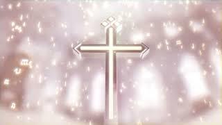 Golden Cross and Rotating Music Notes in Church - Looping Background Video for Worship