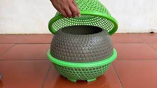 Smart Idea With Plastic Baskets And Cement - How To Make Your Own Beautiful Garden