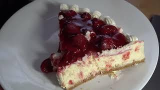 ASMR - STRAWBERRY CHEESE CAKE EATING SOUNDS