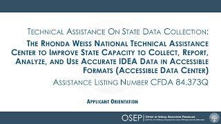 Technical Assistance On State Data Collection Applicant Orientation