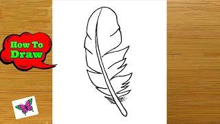 How to Draw Feather Step by Step for Beginners | Feather Drawing Tutorial