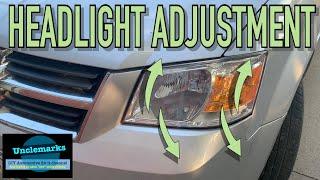 How to adjust a headlight on Grand caravan 2008 to 2010 Volkswagen Routan Town & Country (EP 113)