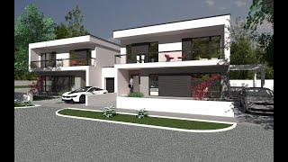 Proiect Casa Duplex Moderna cu Garaj   parcela pe colt #237