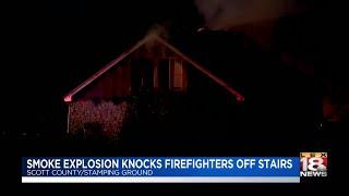 Smoke Explosion Knocks Firefighters Off Stairs