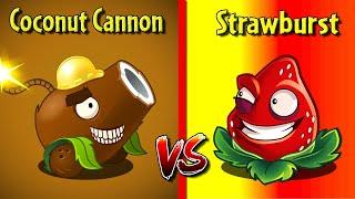 COCONUT CANNON vs STRAWBURST - Who Will Win? - PvZ 2 Plant vs Plant