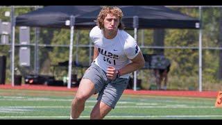 Highlights of Penn State tight commit Luke Reynolds at 2023 State College Elite 11 / All-22 event