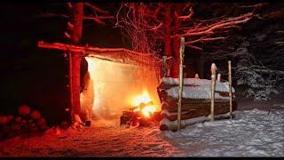 Overnight Stay in a Bushcraft Shelter in Very Cold Conditions. Will We Stay Warm?