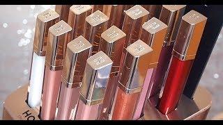 Hourglass UNREAL High Shine Volumizing Lip Gloss - All 18 Swatches (Lip and Arm)