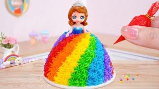 Beautiful Princess Cake  Amazing Miniature Buttercream Rainbow Cake Decorating | Mini Cakes Making