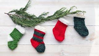 How to Knit Easy Mini Christmas Stockings