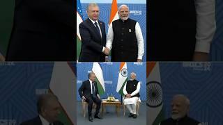 PM Modi meets President of Uzbekistan Shavkat Mirziyoyev in Kazan | BRICS Summit | #shorts