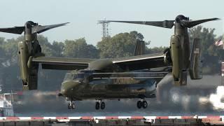 President Biden departs with new VH-92 as Marine One, supported by V-22 Ospreys, after 9/11 events