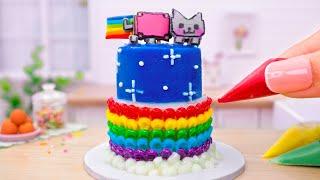 Rescue Smallest Kitten Cat and Make Cutest Nyan Cat Cake  Amazing Cake In Mini Kitchen for Cat