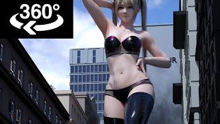 【Giantess 3D VR】Walking around the city in black boots.