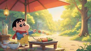 Chill Grill Moments Soothing Lofi Hip Hop & Delicate Morning Calm With My Shinchan