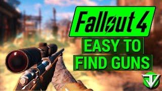 FALLOUT 4: Early Game EASY TO FIND Weapons! (Sniper, .44 Magnum, Shotgun, Laser Gun, and Fat Man)