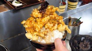 超絶天ぷらラッシュ！！腹ちぎれそうな爆量天丼がヤバすぎ過ぎる蕎麦屋