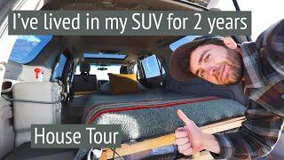 Living in my SUV for two years // Tiny home camper tour // Toyota Sequoia 4x4 Overland