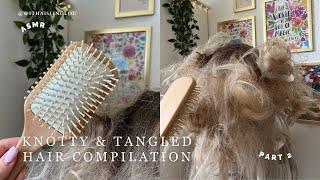 ASMR Hair | Knotty & Tangled Brushing Compilation Part 2 | Crunchy Sounds| No Talking| Wig 