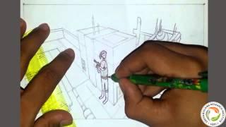 How to Draw a Background in 3 Point Perspective - NATA Exam