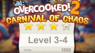 Overcooked 2. Carnival of Chaos. Level 3-4. 4 stars. Co-op