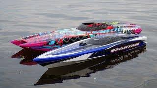 Traxxas DCB M41 Widebody Catamaran with Spartan in Epic Race | CRASH | RC Speed Boat