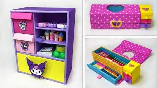 Cardboard crafts // How to make a Kuromi organizer and a pencil case for stationery