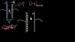 Energy stored in capacitor derivation (why it's not QV) | Electrostatic potential | Khan Academy