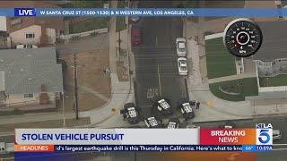 Wild ending to police pursuit shows car overheat, suspect toss handgun