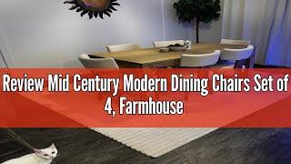 Review Mid Century Modern Dining Chairs Set of 4, Farmhouse Linen Fabric Upholstered Accent Chair Cu