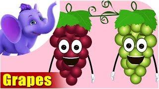 Grapes Fruit Rhyme for Children, Grapes Cartoon Fruits Song for Kids