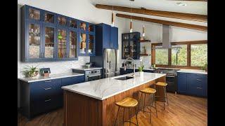 Navy & Walnut Mid-Century Farmhouse Kitchen Remodel