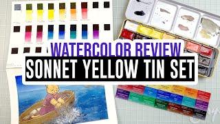 Review & Demo - Sonnet Yellow Tin (Watercolor set of 21 full pans!) 