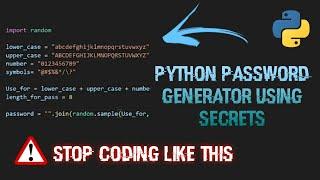 Python Password generator using secrets | Unhackable password generator | Advanced level #python