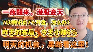 【港美股】第115集：一夜醒啦，港股变天！！！700腾讯负7%开盘，怎么办？昨天的布局，今天小赚6%！！明天的机会，果断看这里！｜港股｜美股｜恒生指数｜