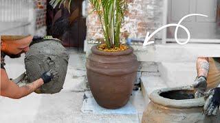 Large DIY Concrete Garden Planter | Mediterranean Style