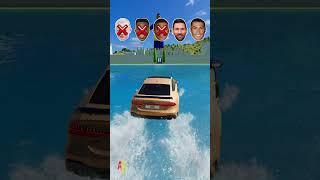 CR7 vs Messi vs Mbappe vs Haaland Car Water Challenge Beamng.Drive #ronaldo  #beamng #shorts