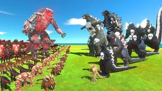 Skull Godzilla Of Evolution VS Red Team - Animal Revolt Battle Simulator